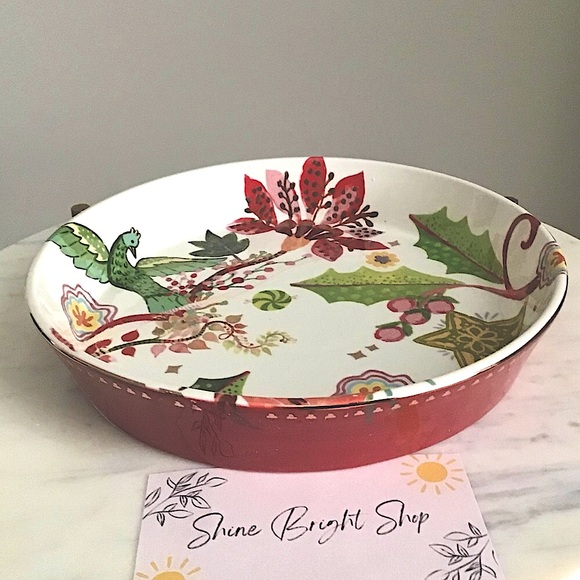 Anthropologie Baking Dish Decaled Stoneware New In Box New With Tag
